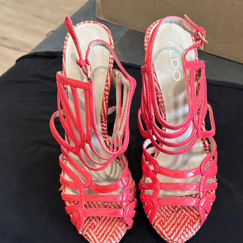 Aldo Women's Vibrant Red Strappy Heels